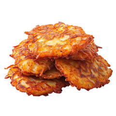 Fried Potato latkes isolated on transparent background