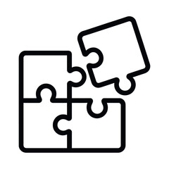 Simple and modern line vector illustration of a puzzle piece icon, representing problem-solving, teamwork, strategy, connection, logic, and creativity. ideal for business concepts, educational designs