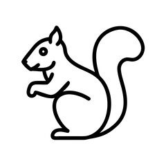 Cute squirrel vector illustration, forest animal outline drawing, rodent wildlife design element