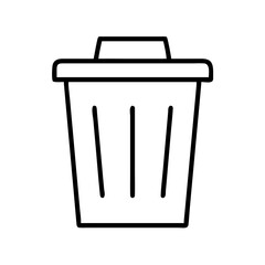 Outline vector graphic of a trash can, garbage bin, waste container, recycling bin, and dustbin