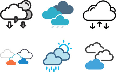 Colorful Cloud Icons Set for Web and UI Design. 