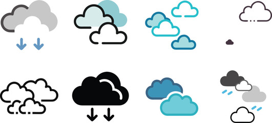 Colorful Cloud Icons Set for Web and UI Design. 