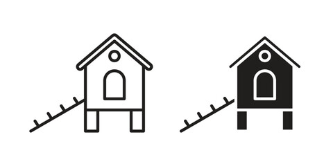 Chicken coop icon, outline vector sign, linear and solid style pictogram isolated on white.