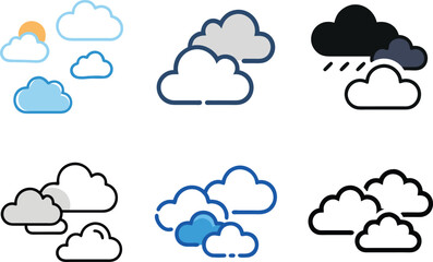 Colorful Cloud Icons Set for Web and UI Design. 