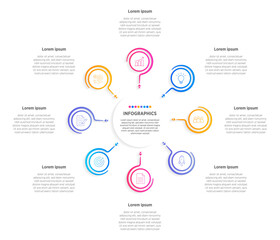 Modern Infographic design elements for your business data with 8 options, parts, steps, timelines or processes, Circle round concept. Vector Illustration.	