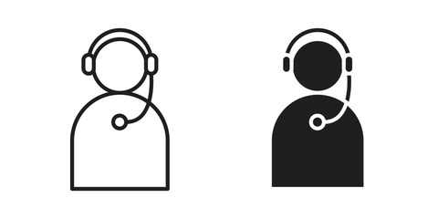 Callcenter icon, outline vector sign, linear and solid style pictogram isolated on white.