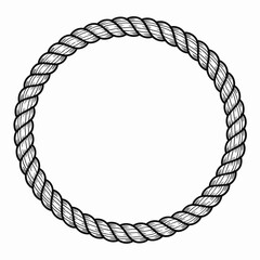 Hand Drawn Rope Circle Frame Illustration on White Background