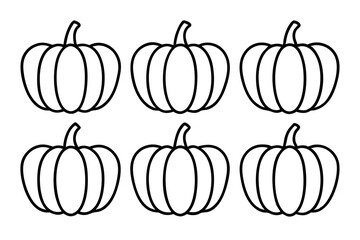 Minimalist Pumpkin Icon Set 6 Line Art Vectors