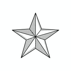 Obraz premium Hand Drawn Star Illustration with Hatching on White Background