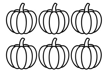 Minimalist Pumpkin Icon Set 6 Line Art Vectors