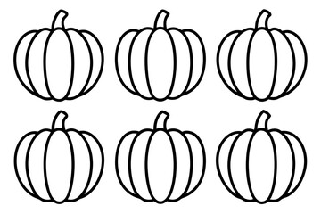 Minimalist Pumpkin Icon Set 6 Line Art Vectors