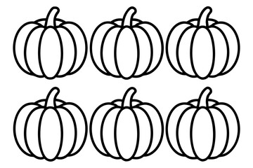 Minimalist Pumpkin Icon Set 6 Line Art Vectors