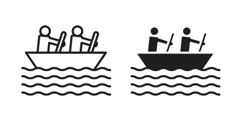 Boat race icon, outline vector sign, linear and solid style pictogram isolated on white.