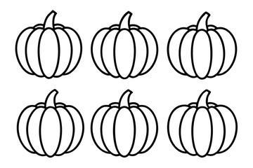 Minimalist Pumpkin Icon Set 6 Line Art Vectors