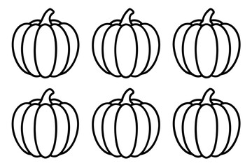 Minimalist Pumpkin Icon Set 6 Line Art Vectors