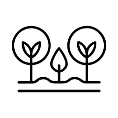 Vector graphic of trees and sapling in a field nature landscape illustration line art design