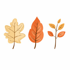 Naklejka premium Flat cartoon clipart of warm autumn leavesд in minimalist shapes, ideal for eco-friendly packaging, natural product labels, and seasonal branding