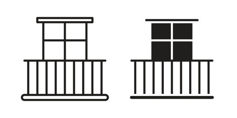 Balcony icon, outline vector sign, linear and solid style pictogram isolated on white.