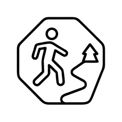 Hiking trail sign vector icon illustration for outdoor adventure and recreation design needs