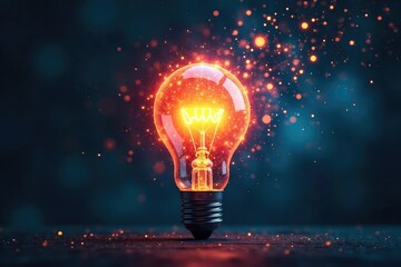 Lightbulb Explodes into Constellation of Ideas Innovation, Creativity, and Futuristic Concept Birth