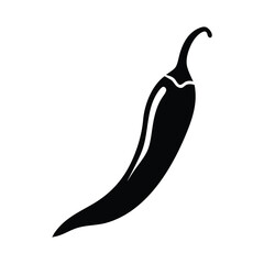 Single black chili pepper illustration shows simplicity and spice, with a transparent background