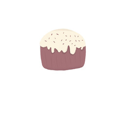 Cartoon Cupcake with Icing and Sprinkles – Flat Hand Drawn Illustration