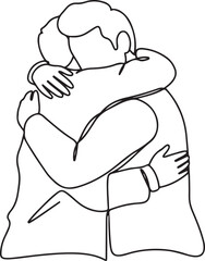 A vector illustration of a tender embrace between two individuals conveying deep emotional connection and solace