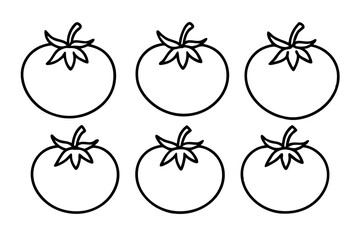 Minimalist Tomato Icon Set – 6 One-Line Vector Designs
