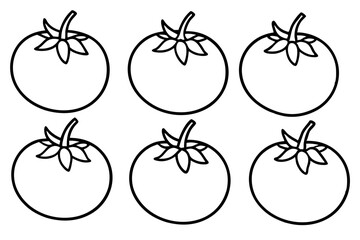 Minimalist Tomato Icon Set – 6 One-Line Vector Designs