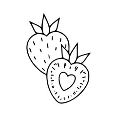 simple strawberry illustration: healthy food and romance concept