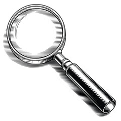 Engraved Style Magnifying Glass Illustration for Search Investigation and Discovery
