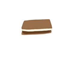 Cute Chocolate Sandwich Cake – Digital Food Illustration with Cream Filling