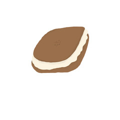 Cute Chocolate Cream Snack Cake – Hand-Drawn Digital Food Illustration