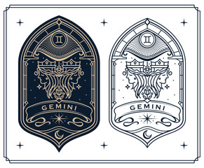 
gemini zodiac sign astrology cards set , horoscope, tarot, fortune teller. Vintage mystical illustration outline hand drawing, magical esoteric horoscope templates for wall print poster

