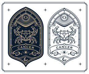 
cancer zodiac sign astrology cards set , horoscope, tarot, fortune teller. Vintage mystical illustration outline hand drawing, magical esoteric horoscope templates for wall print poster
