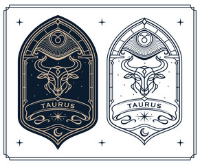 
taurus zodiac sign astrology cards set , horoscope, tarot, fortune teller. Vintage mystical illustration outline hand drawing, magical esoteric horoscope templates for wall print poster
