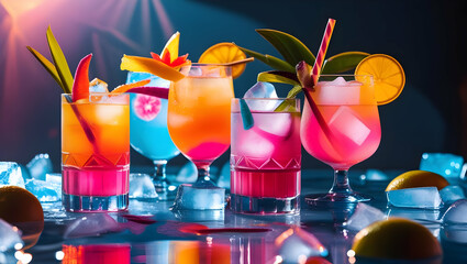 colorful cocktails on the table