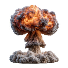 Massive mushroom cloud explosion with intense fire and dark smoke
