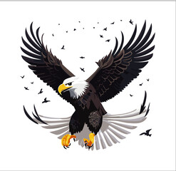 Fototapeta premium Collection of bird silhouette icon vectors in minimal style on white background, ideal for wildlife graphics, nature-themed designs, flying animal symbols, and eco logos