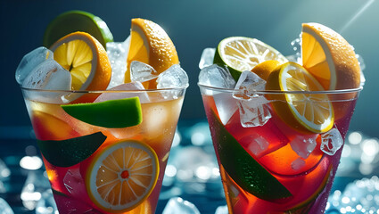 colorful cocktails on a black background