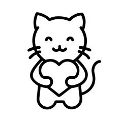 Adorable Kitten Holding Heart Icon A Cute and Playful Vector Graphic for Love and Affection Projects | Cat-Holding-Heart-Icon------.svg