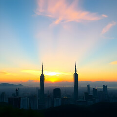 Taiwan skyline Beautiful cityscape at sunset in Taipei