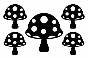 Mushroom Icon Bundle - 6 Silhouettes in Black Vector