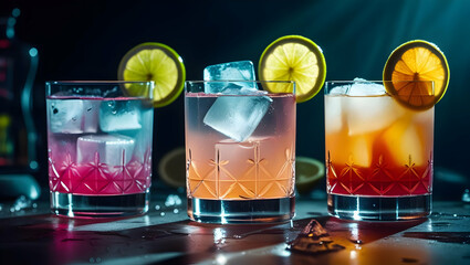 cocktail with ice and lime