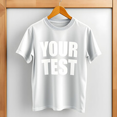 Graphic tshirt Trendy Design Mockup Presented on Wooden hanger with space of your test