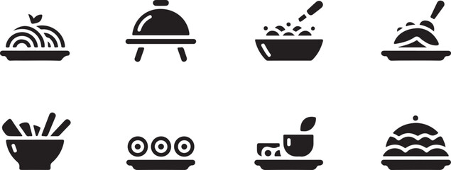 Buffet Food Icon Set – Variety of Meal, Dish, and Catering Symbols for Restaurants and Events