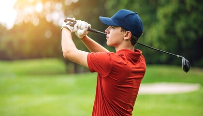 Teen golfer in action