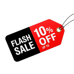 Flash sale 10 percent off discount tag with black and red design