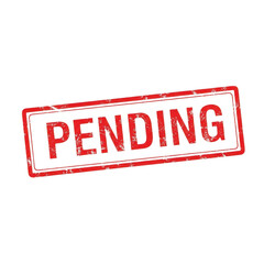 Red textured stamp with the word pending
