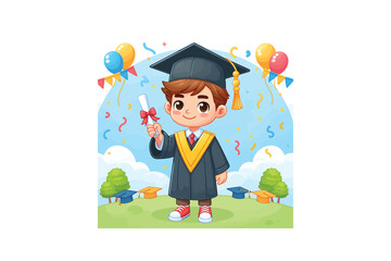 A Graduation boy Cartoon vector design, vector design, isolated on a white background